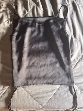 Women's Black Satin Spaghetti Strap Tank Top Size Small